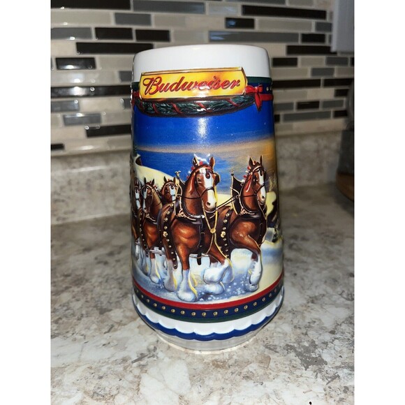 Vintage 2002 Budweiser Holiday Stein Beer‎ Mug "Guiding The Way Home" Christmas - Picture 4 of 9